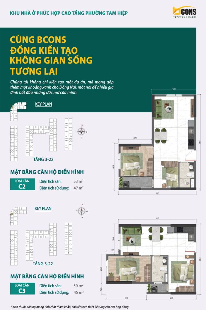 Mặt bằng căn hộ Bcons Central Park nhóm C2 C3